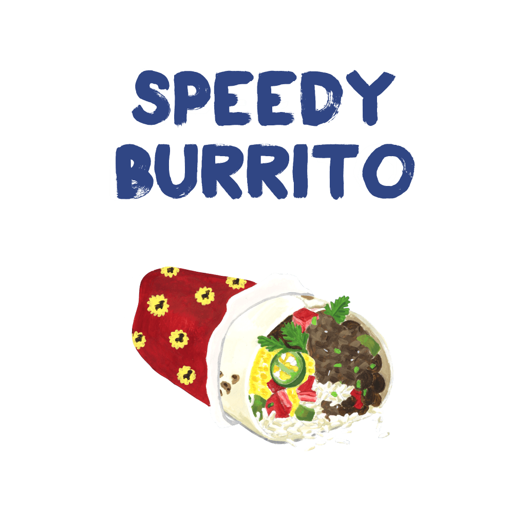 <H1> Medium sized flour tortilla packed with cheese, rice, lettuce, pinto beans, Pico de Gallo & your choice of salsa.